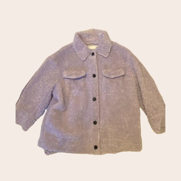 ASOS Design Oversized Sherpa Coat in Lilac - Size US 14 - Picture 1 of 2
